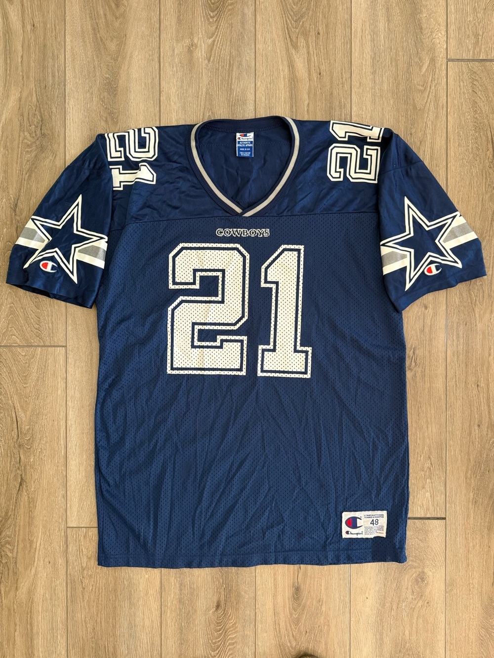 Vintage Deion Sanders Dallas Cowboys Champion NFL Football Jersey XL 48 Navy